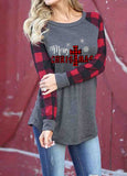 Plaid  Long Sleeve Pullover Print T-shirt