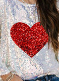 Sequin Heart-shaped  Party Pullovers