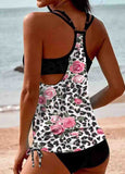 Side Ruched Splicing Tankini Set