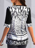 Leopard Print Contrast T Shirt