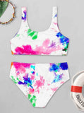 Tie Dye Printed High Waisted Bikini Set