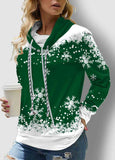 Snowflake Print Drawstring Sweatshirt