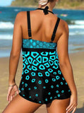 Spaghetti Strap Printed Tankini Set