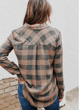 Plaid Lapel Long Sleeve Blouse