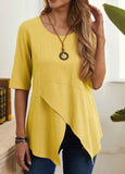 Hem Half Sleeve Cotton Blouse