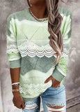 Knit Lace Pullover Color Block Sweater