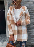 Cashmere Hooded Plaid Cardigan Coat