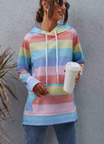 Rainbow print Stripe Drawstring Hoodie