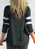 Drawstring Contrast Color  Long Sleeve  T Shirt