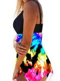 Double Strap Psychedelic Printed Tankini Set