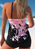 Floral Print Wide Strap Tankini Set