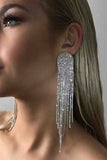 Shine Tassel Design Rhinestone Detail Earrings