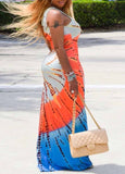 Tie Dye Print Sleeveless Casual Maxi Dress