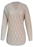 Ivory Lattice Pointelle  Bishop-Sleeve Sweater