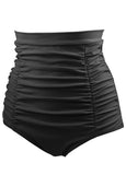 High Waist Ruched Black Swimwear Panty - soofoom.com