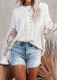 Lace Stitched Knit Pullover Top