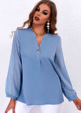 Solid V-Neck Long Sleeves Casual Blouses