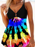 Double Strap Psychedelic Printed Tankini Set