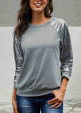 Sequin Stitched Crew Neck Sweatshirt