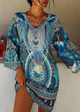 NEW! Bohemian Print Long Sleeve Dress