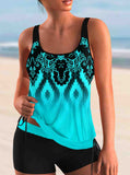 Tie Side Geometric Print Tankini Set