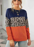 Colorblock Blue Contrast Stitching Sweatshirt