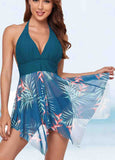 Asymmetric Hem Lace Swimdress and Panty