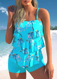 Printed Layered Hem Tankini Top