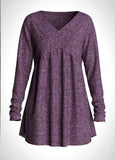 V Neck Long Sleeve Purple T Shirt