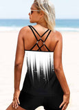 White Ombre Strappy Back Tankini Set