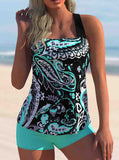 Brown Halter Leopard Print Tankini Set