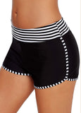 Mid Waist Monochrome Stripe Swimwear Shorts - soofoom.com