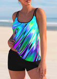 Tie Dyed Rainbow Printed  Tankini Set