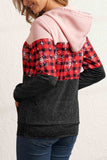 Plaid Color Block Long Sleeve Hoodie