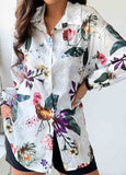 Printed Long Sleeve Lapel Blouse