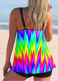 Tie Dyed Back Shirred Tankini Set