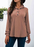 Button Stitched  Long Sleeve Sweater