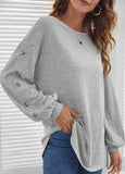 Decorative Button Long Sleeve T Shirt