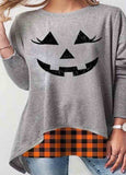 Plaid  Long Sleeve Pullover Print T-shirt