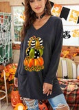 Pumpkin Print Side Pocket Halloween Tunic Top