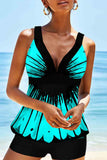 Ombre Stripe Print Tankini Set