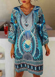 NEW! Bohemian Print Long Sleeve Dress