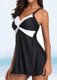 V Neck Black  Padded Swimdress