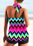 Rainbow Stripe Tie Back Smocked Tankini Set