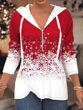 Christmas Printed Zipper Hoodie