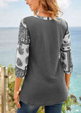 Tribal Print V Neck 3/4 Sleeve Tunic Top