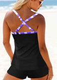 Criss Cross Back Printed Tankini Set