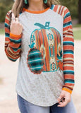 Serape Halloween Pumpkin Leopard Long Sleeve Top