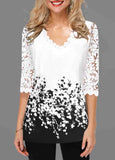 Printed Lace Stitching T-Shirt