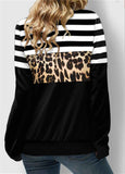 Print Cowl Neck Drawstring Detail Sweatshirt